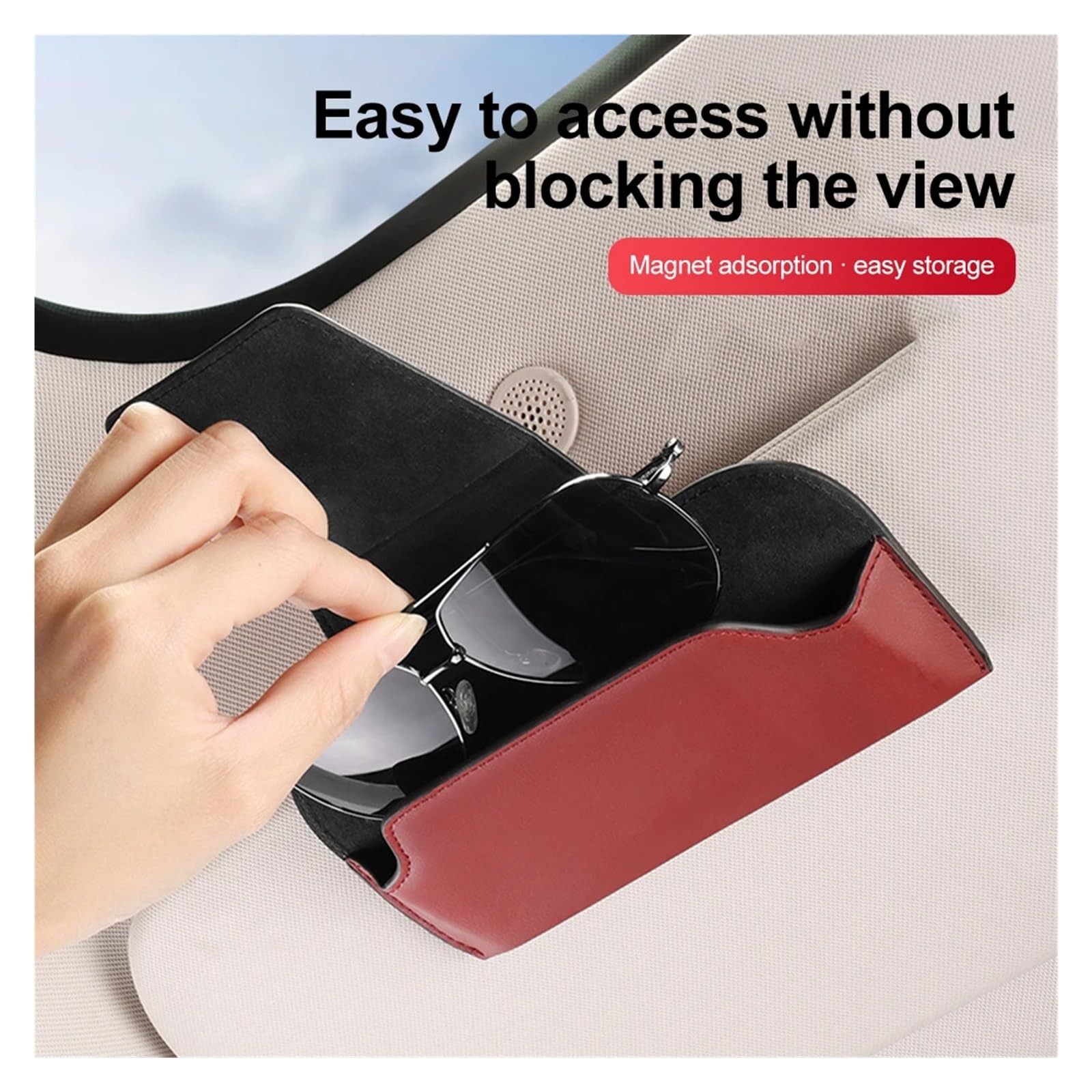 Brillenhalter FüR Auto Magnetische Auto Sonnenbrille Halter Fall Universal Auto Sonnenblende Gläser Box Clip Sonnenbrille Halter Verschluss Brillen Lagerung(Black)