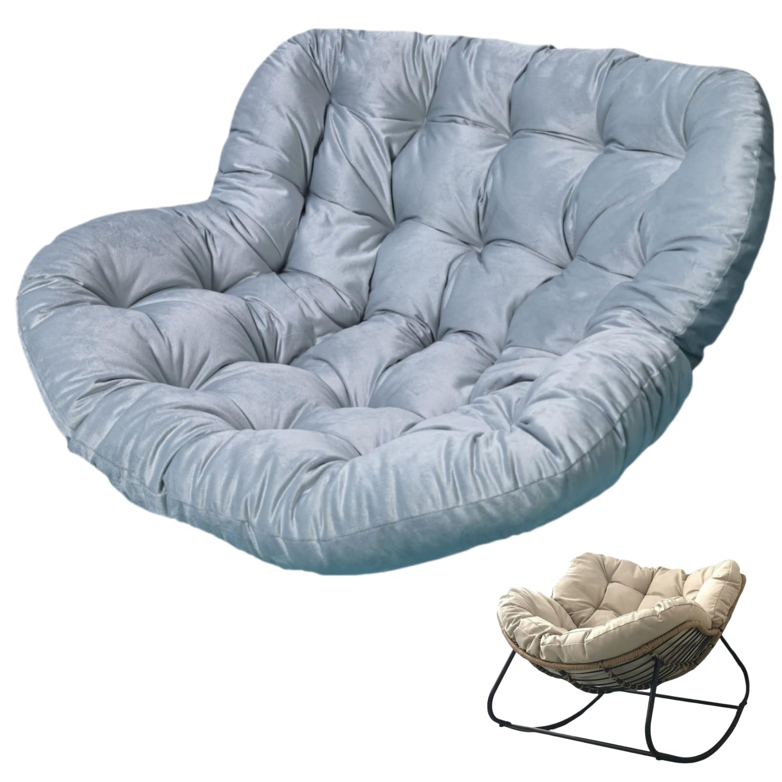 Cojín para silla de huevo impermeable y grueso que transforma su mecedora de mimbre