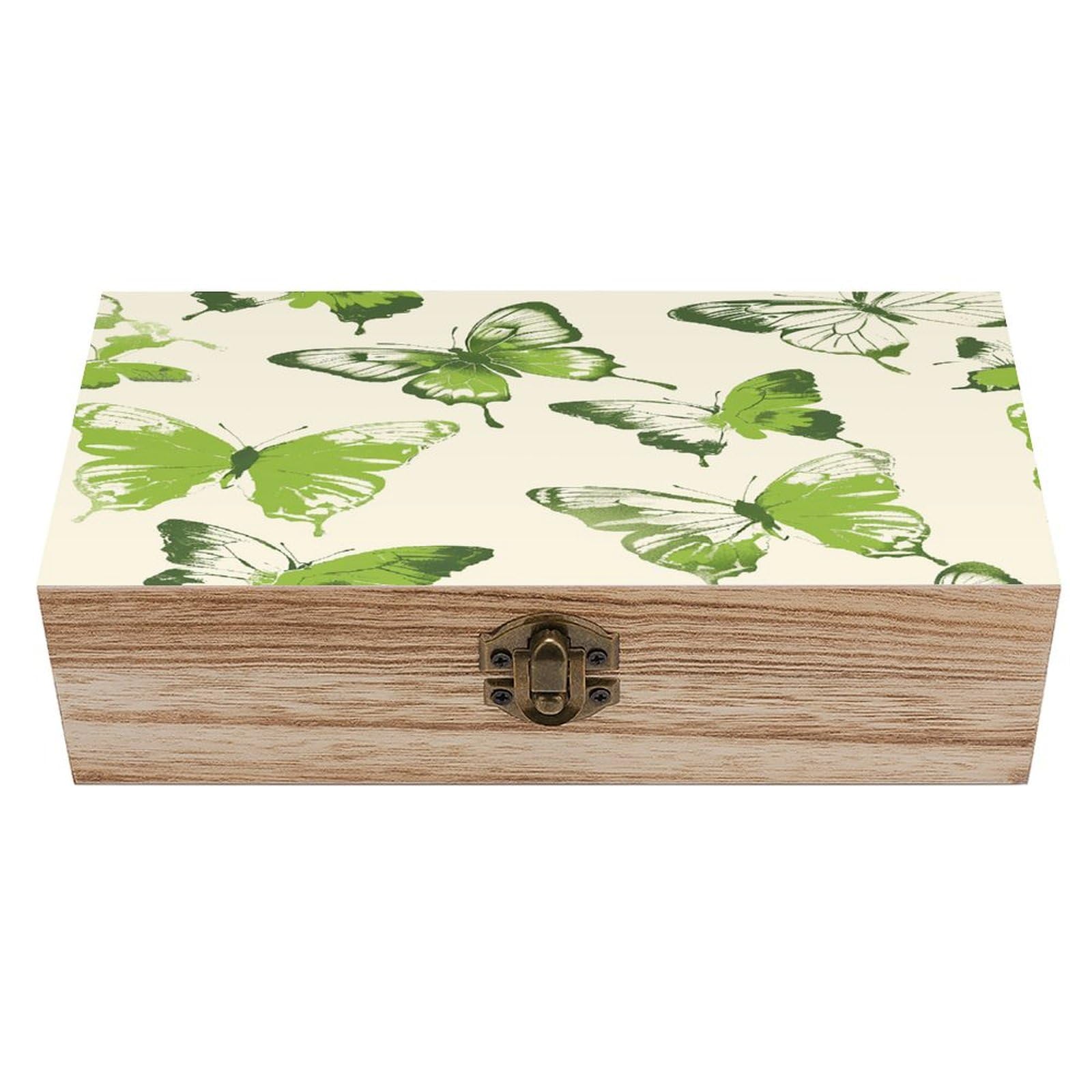 Boîte de rangement en bois élégante avec charnière papillon pour bijoux raffinés