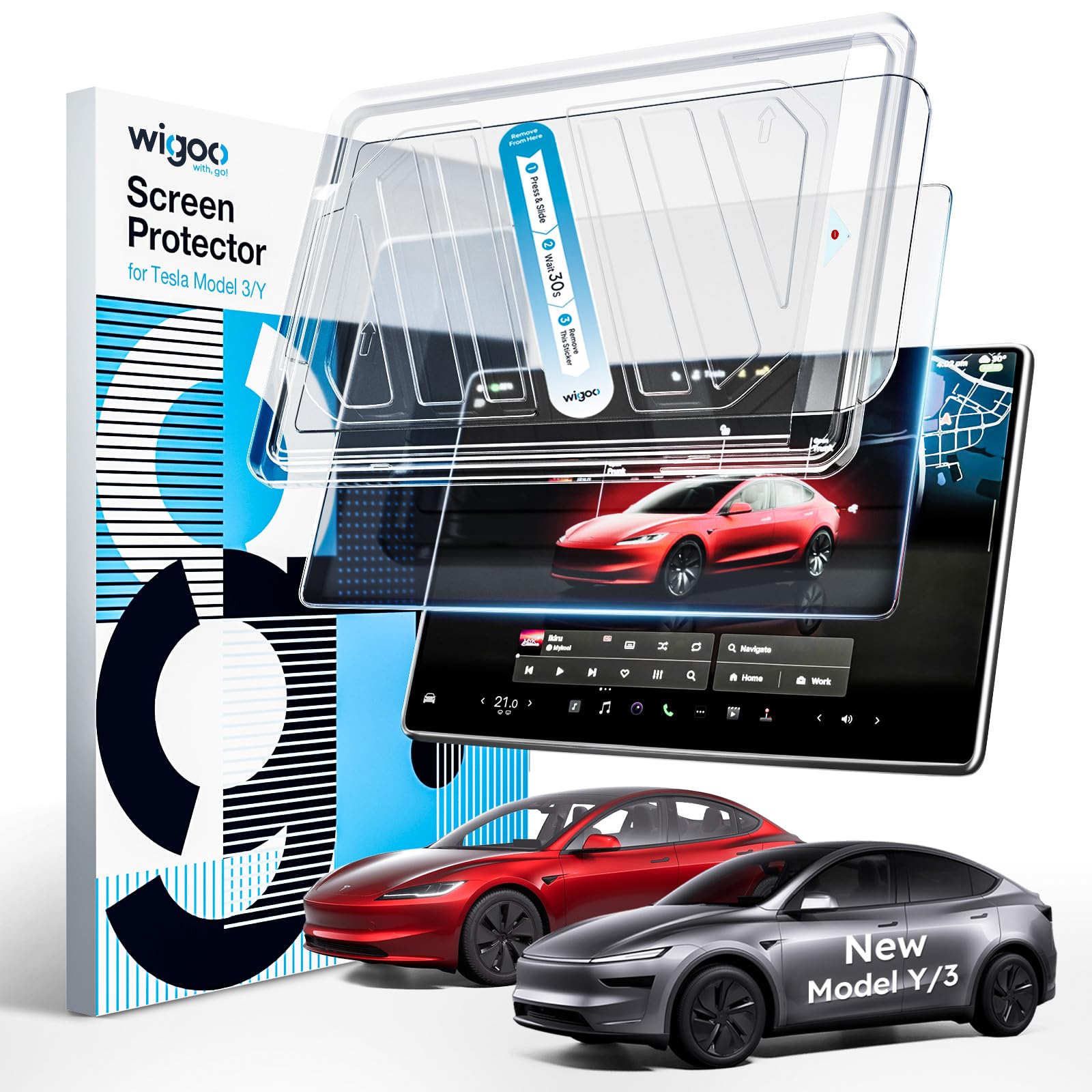Wigoo for Tesla Model Y/3 Standard Screen Protector, 15.4", Matte