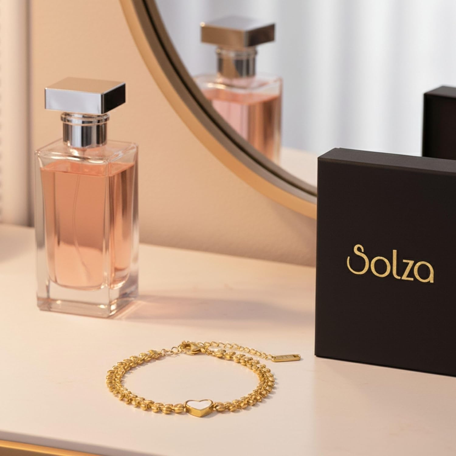 Solza Gold Bracelet for Women – Stainless Steel Heart Link Chain Jewelry, Adjustable Non-Tarnish Gold-Plated Bracelet, Stylish Stackable Bracelet for Everyday & Special Occasions - Image 3