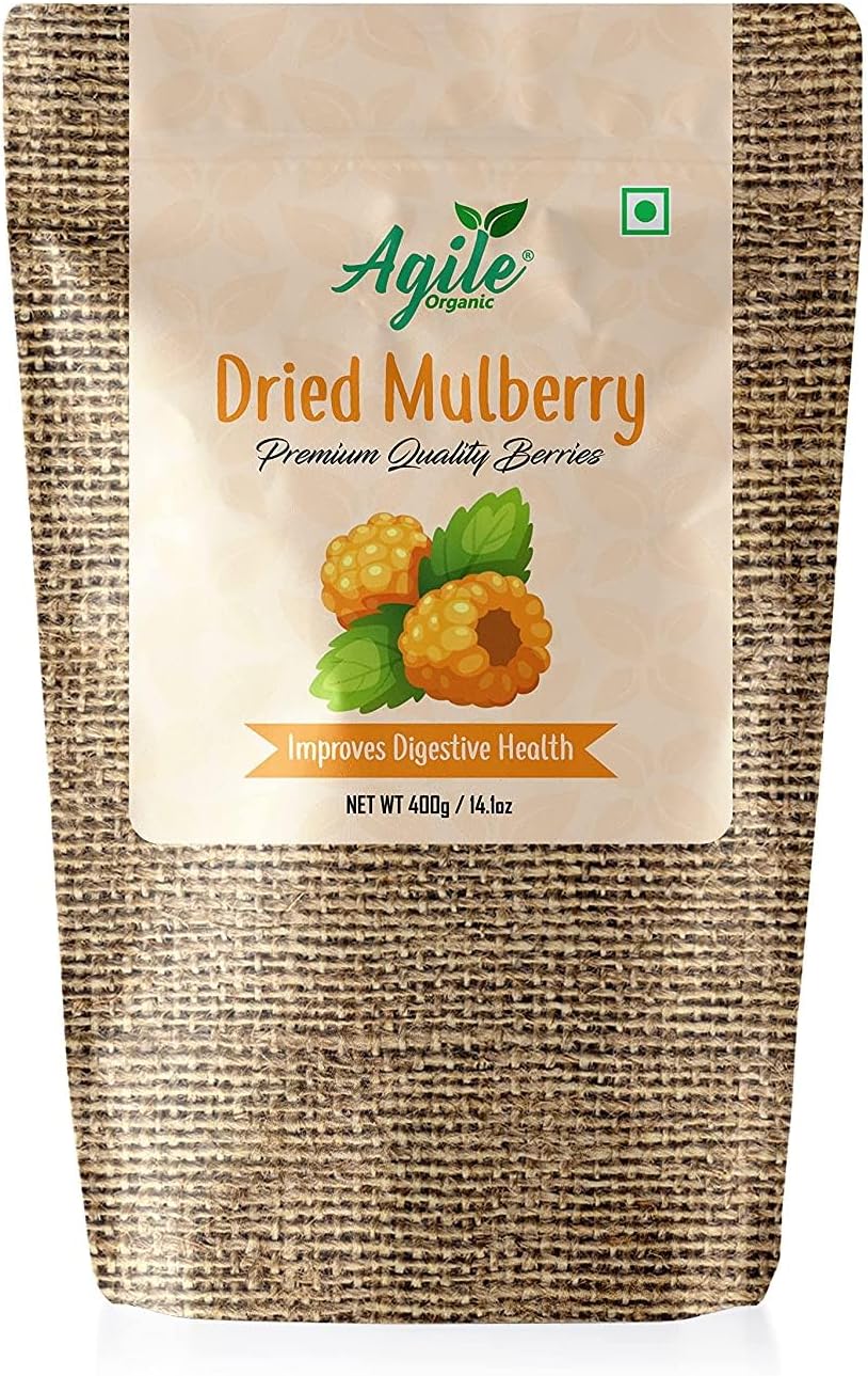 Agile Organic® Naturally Dried Mulberries | Naturally Sweet Dried Mulberry | 400 Grams