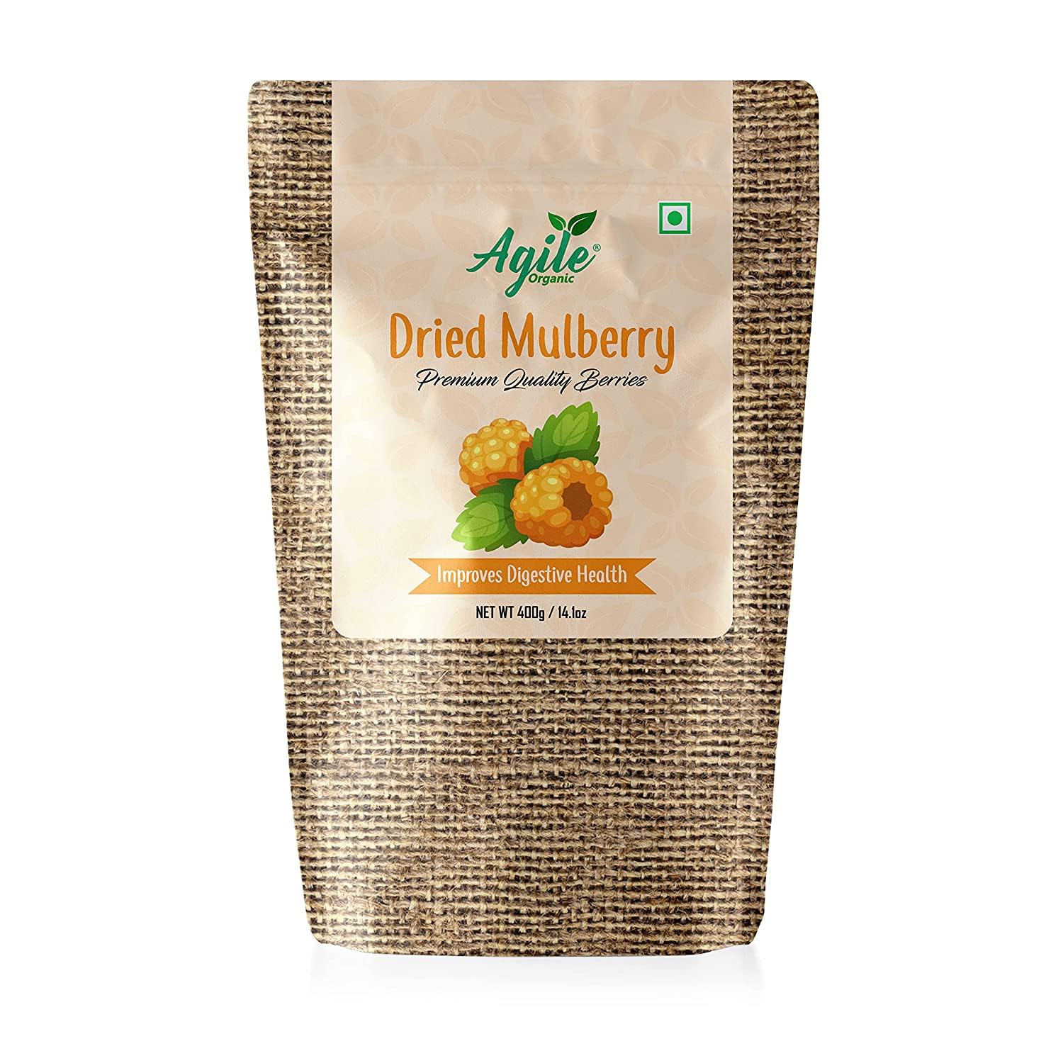 Agile Organic® Naturally Dried Mulberries | Naturally Sweet Dried Mulberry | 400 Grams