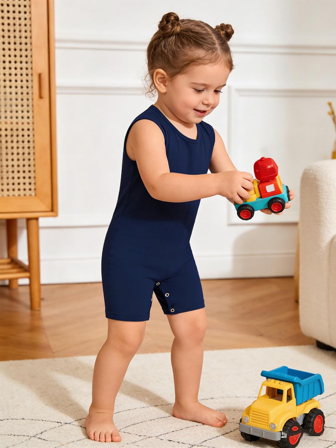 Adaptive Clothing for Kids with Special Needs Back Zip Jumpsuit Sleeveless Rompers