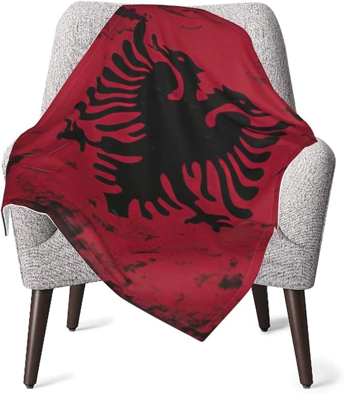 Albanian Flag Grunge Background Baby Plush Blanket,Super Soft Warm