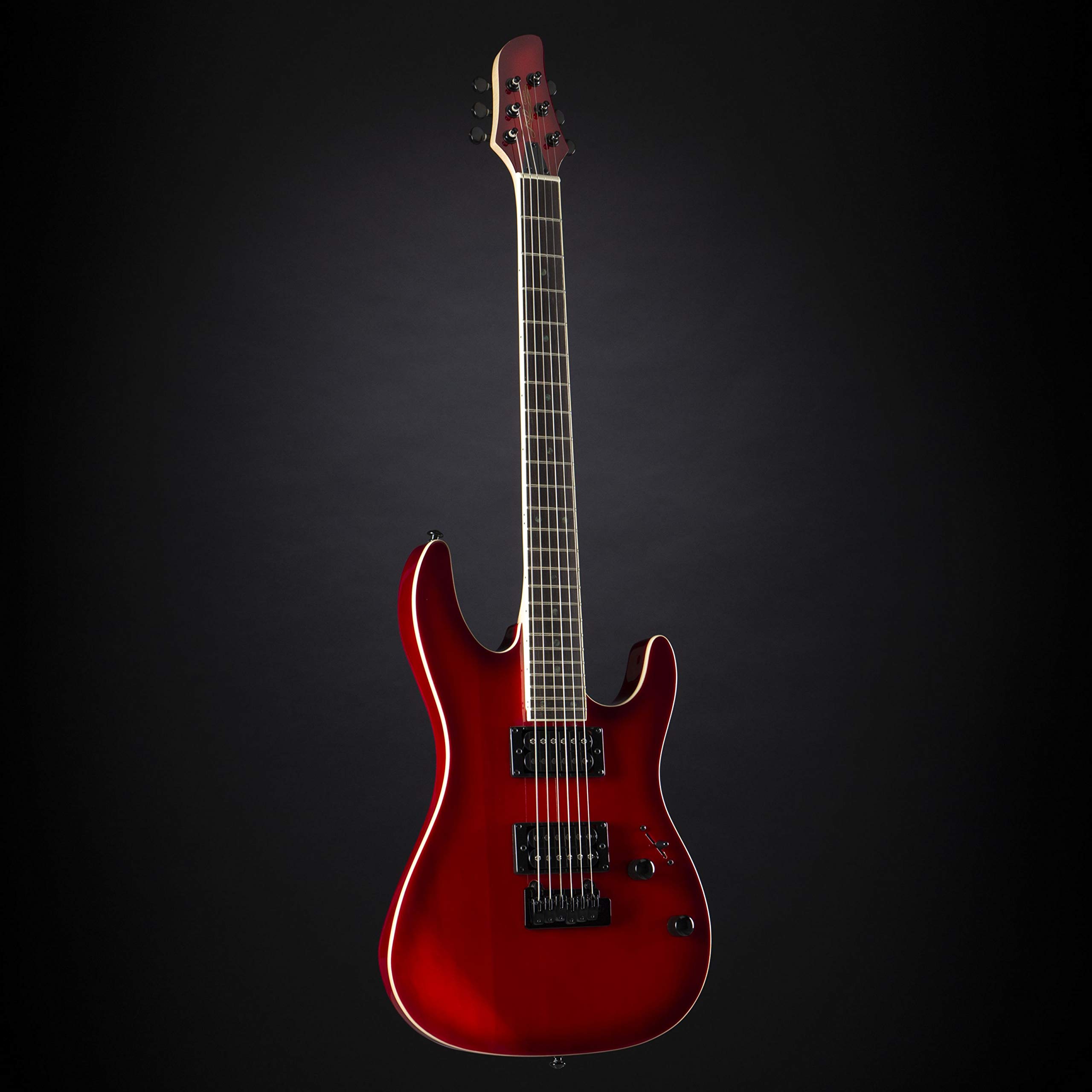 J&D 805 TRB Transparent Red Burst E-Gitarre mit High Output Humbuckern und Modern Vintage Tremolo