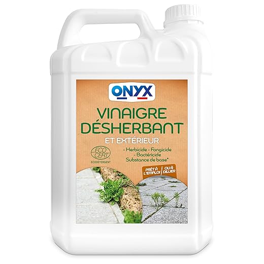 Onyx - Vinaigre Désherbant - Supprime les Mauvaises Herbes - Pour les terrasses, trottoirs et allées - ECOCERT - 100% d'Ingrédients d'Origine Naturelle - Fabrication Française - 5L