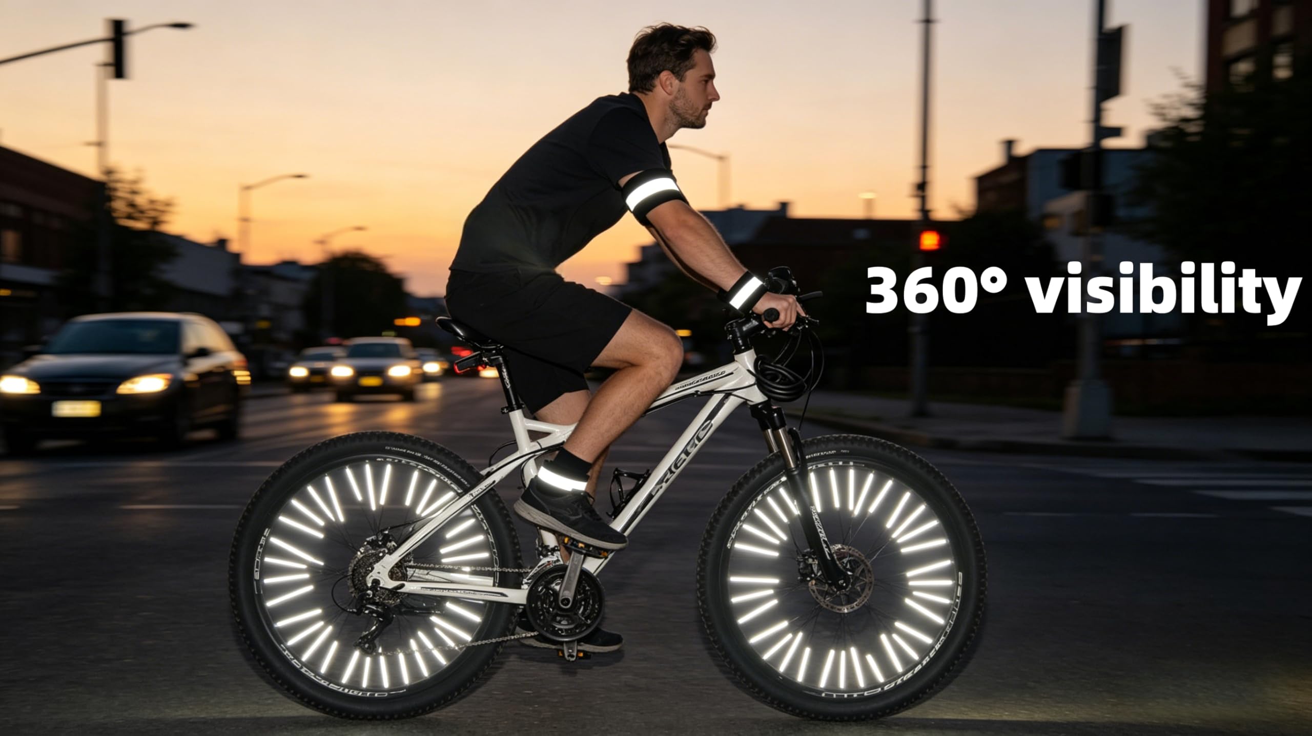Zestaw 72 odblasków na szprychy rowerowe + 2 klamry do spodni, odblaski widoczności 360°, łatwy montaż, taśma odblaskowa do jazdy na rowerze i joggingu, do wszystkich rowerów