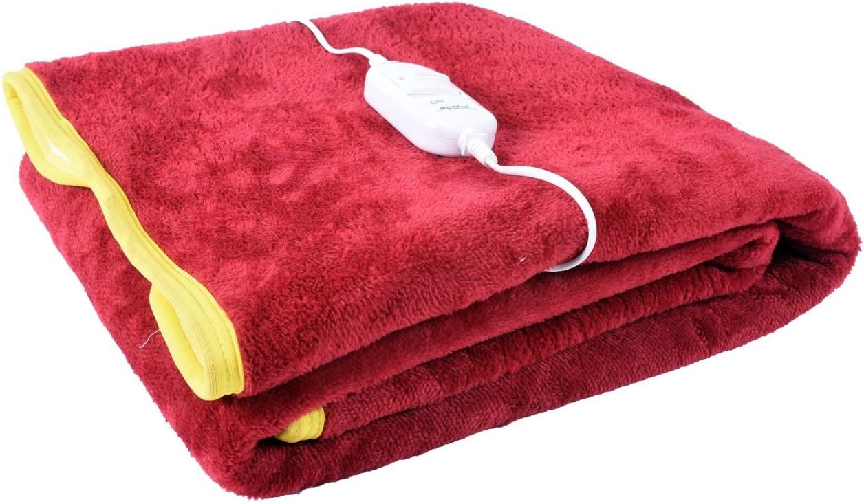 HOME ELITE Microfibre Electric Under Blanket Single Bed Warmer (150cms x 80cms, Standard, Red)