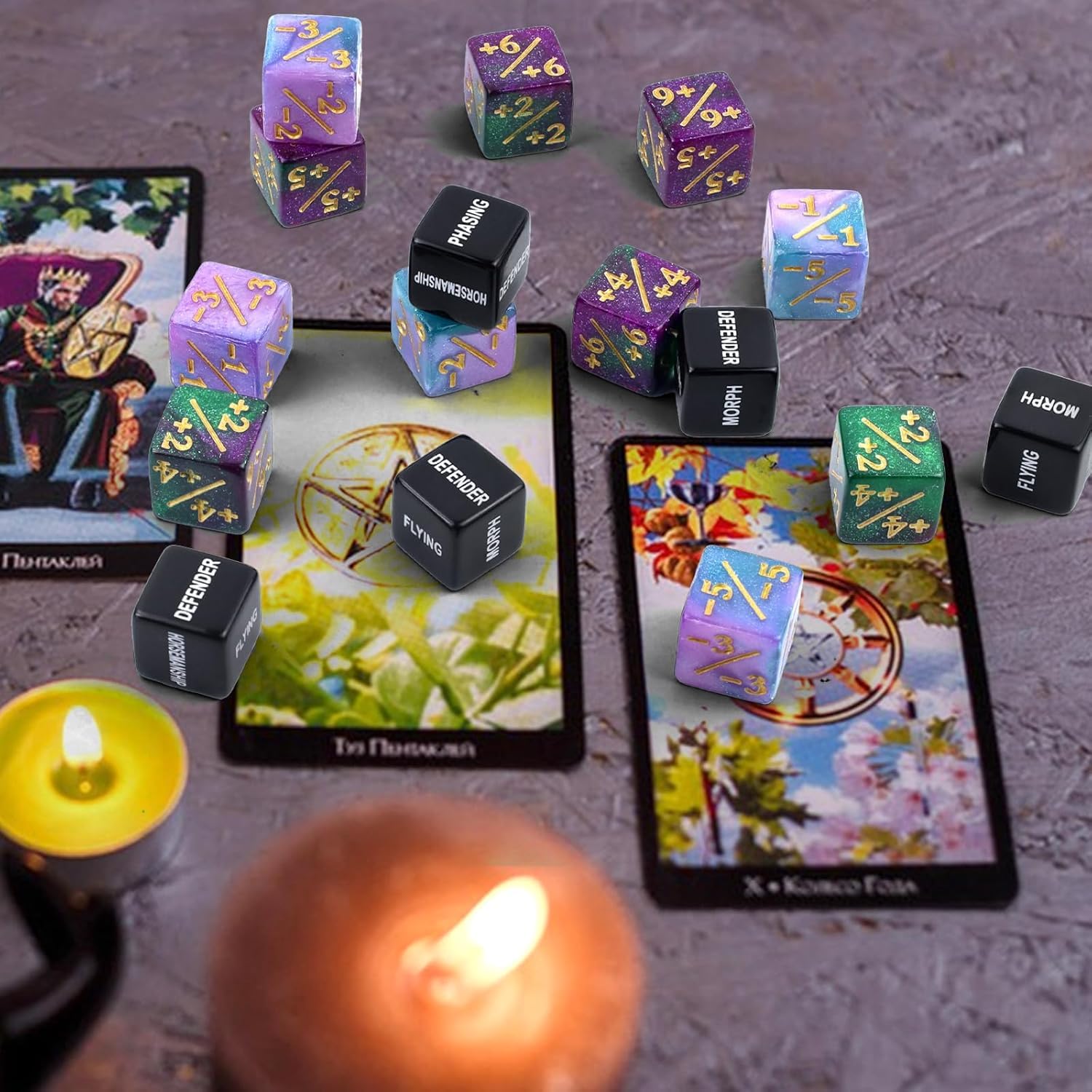 53-tlg. Würfel Zähler Set Mit Tasche - Acryl Counter Dice Für MTG & TCG Spiele