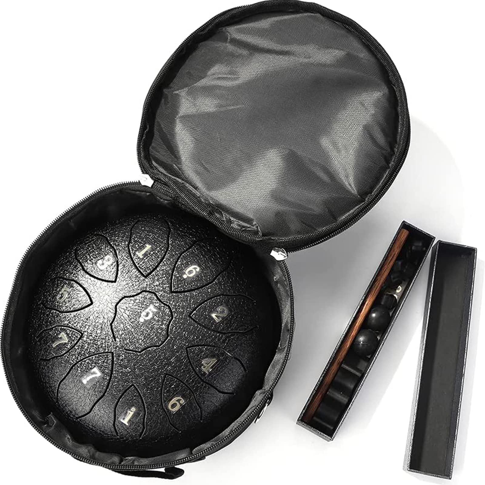 Tambor Handpan Drum De 8 Pulgadas Y 11 Tonos Tambor De Lengüeta De Acero Instrumento De Percusión Tambores De Hendidura con Bastones Y Bolsa De Viaje para Yoga Meditación