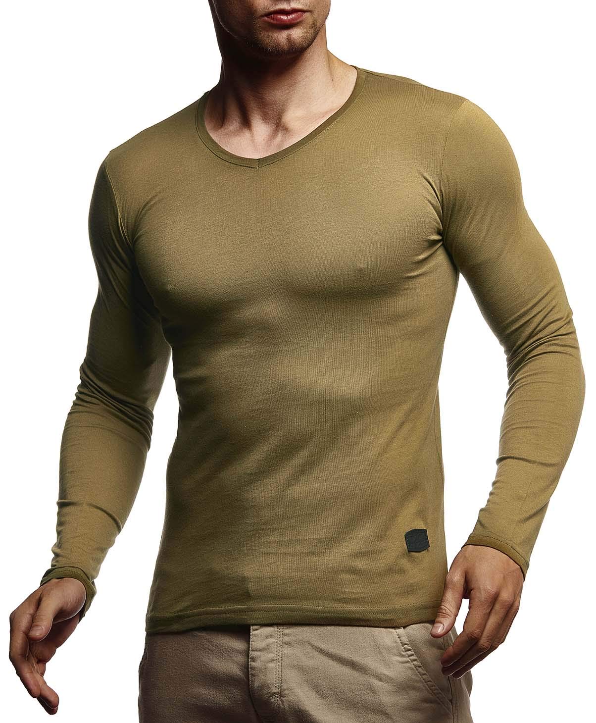 Leif Nelson LN8372 Men's Long-Sleeved Basic Pullover V-Neck Slim Fit Men's Jumper Sweatshirt V-Neck Shirt Long Sleeve V-Neck