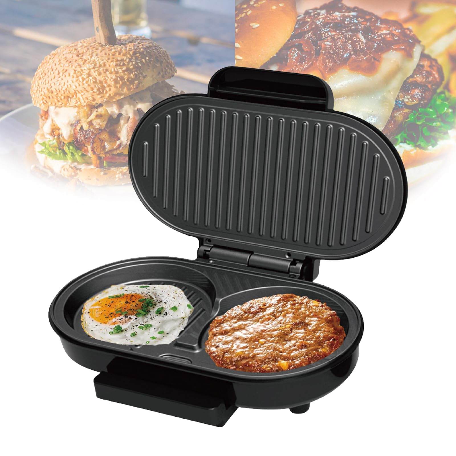 AYCDL Commercial Mini Steak Machine,750 w Panini Sandwich Maker, Burger Omelette Machine with Non-stick coating, Automatic Temperature Control and Drip Tray, for Hamburge Sandwich Breakf