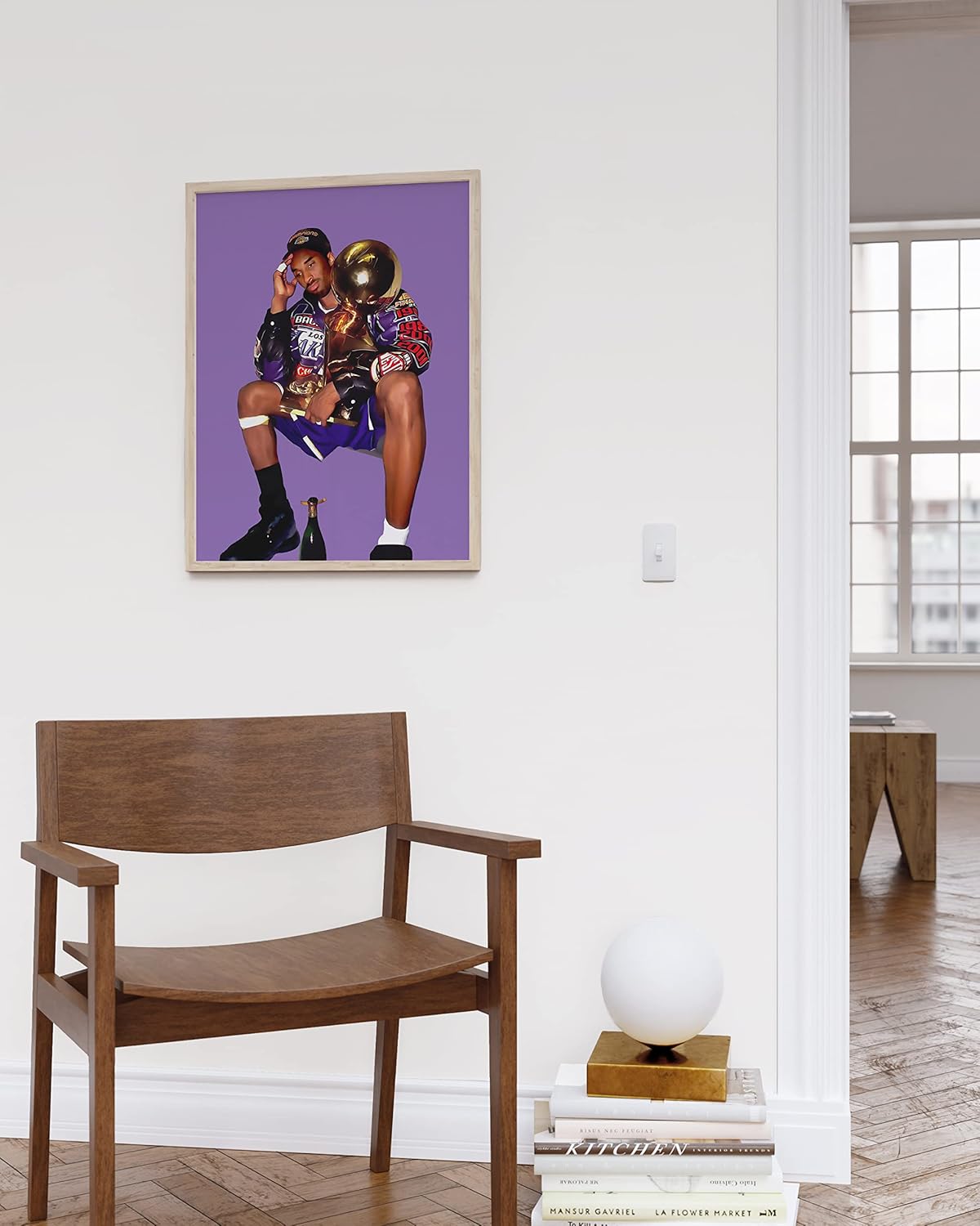 HAUS AND HUES Kobe Bryant Poster, Kobe Bryant Picture, Basketball Posters for Boys Bedroom, Basketball Wall Art for Boys Room, Kobe Bryant Gifts Celebrity Frame Art (Beige Frame,12x16)