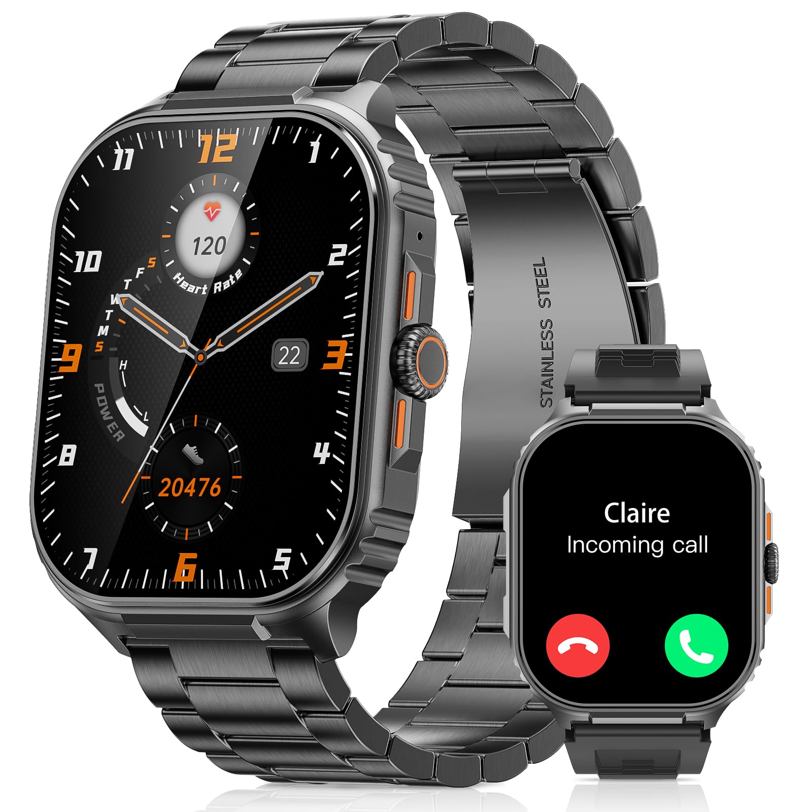 TIFOZEN Military Smart Watch for Men Answer/Make Calls, 2.01" HD Screen Fitness Watch with Heart Rate SpO2 Sleep Monitor