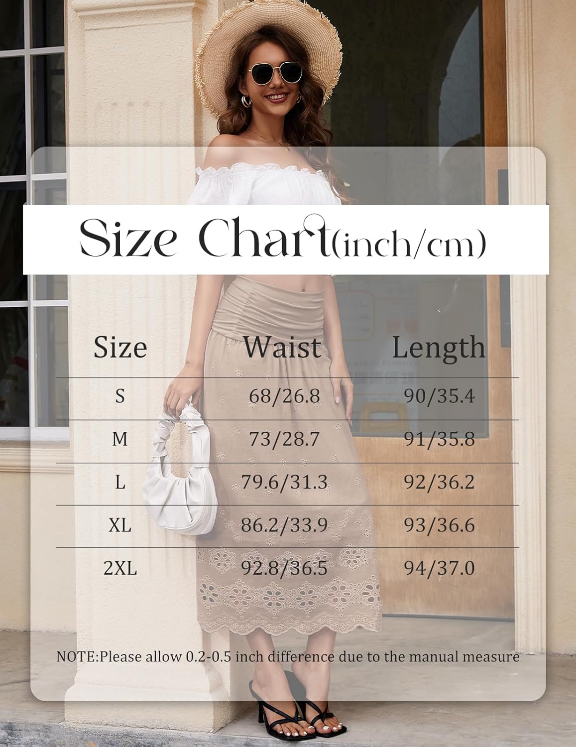 DRESSTELLS Boho Maxi Skirt for Women 2026 Lace Eyelet High Waist A-Line Flowy Beach Tiered Long Wedding Skirts - Image 6