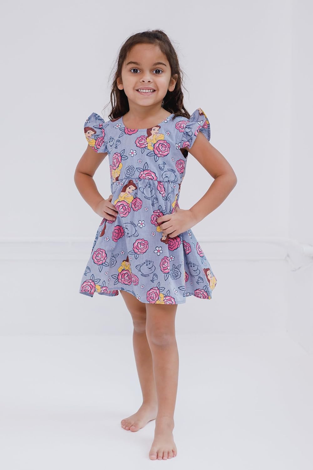 Disney Floral Chambray Skater Dress Newborn to Big Kid Sizes (0-3 Months - 14-16) - Image 2