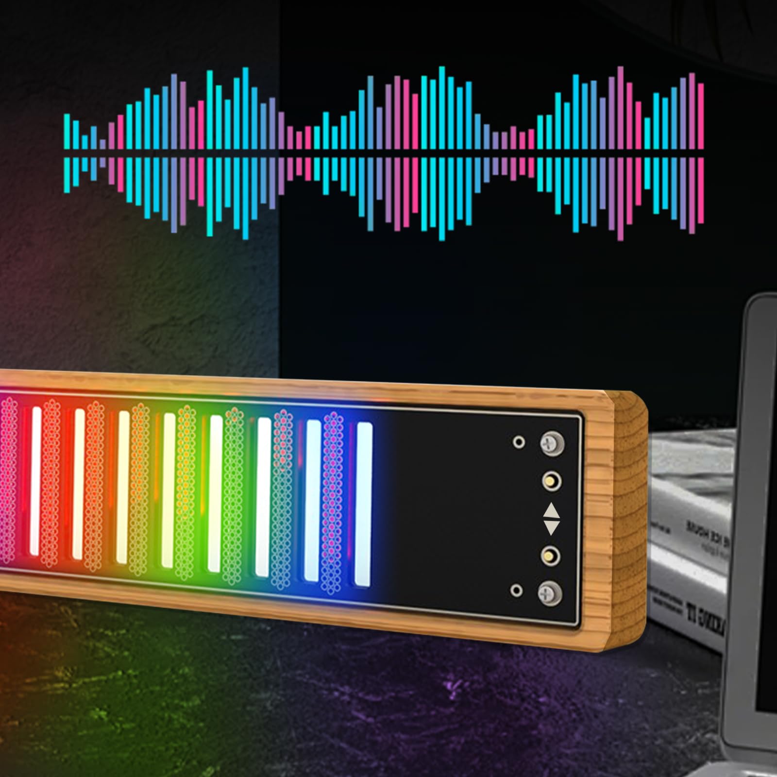 Nixie-Röhren-Spektrum-Rhythmuslicht, Musik-Spektrumlicht Mit 12 Nixie Uhr, Automatische Spektrumlampe Zur Musikerkennung, 30+ Farbmodi Einstellbare Helligkeit, für Innendekoration Partys (A)