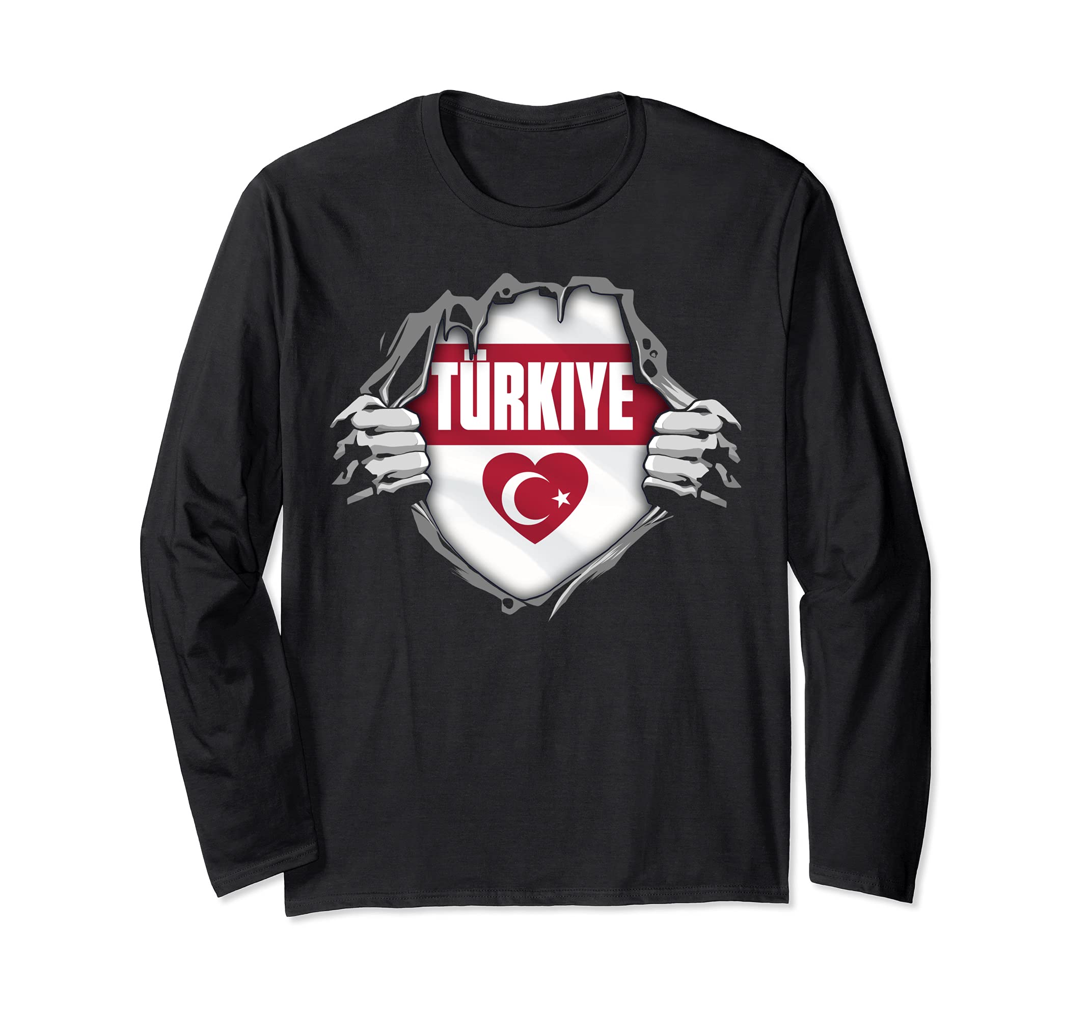 Turkey Turkish National Flag I Love Turkey Long Sleeve T-Shirt, Black
