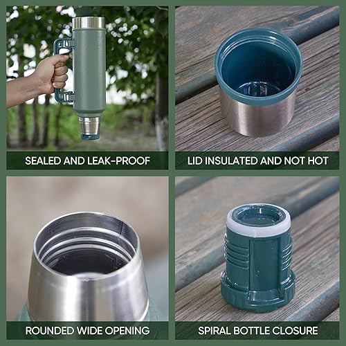 Miniatura 7 de Termo multifuncional de 1.5 cuartos de galón para bebidas calientes y frías, sin BPA, botella de boca ancha de acero inoxidable 188, aislamiento de