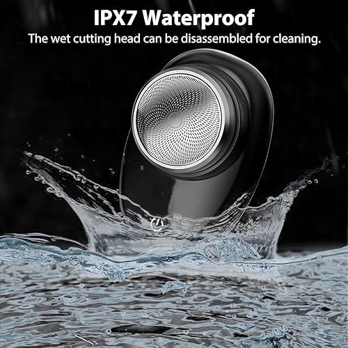 Miniatura 5 de Mini maquinilla de afeitar eléctrica portátil para hombre, repuesto giratorio, recargable por USB, húmedo y seco, impermeable para el hogar, el