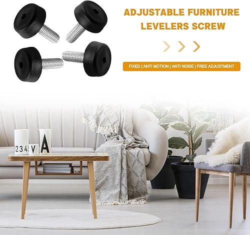 Miniatura 5 de 25 patas niveladoras de muebles M6-14 pulgadas ajustables para patas de muebles, tornillos de repuesto para taburetes, mesas, silla, banco, cabniet,