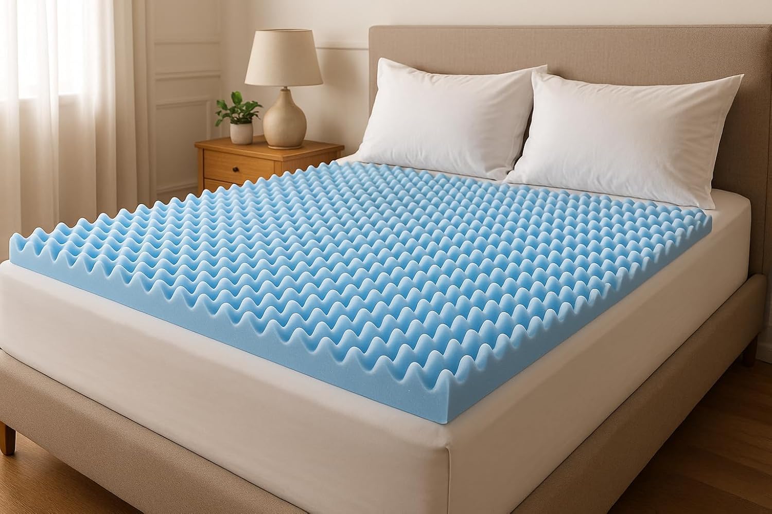 Egg Crate Foam Mattress Topper – Breathable Eggshell Design for Comfort, Support