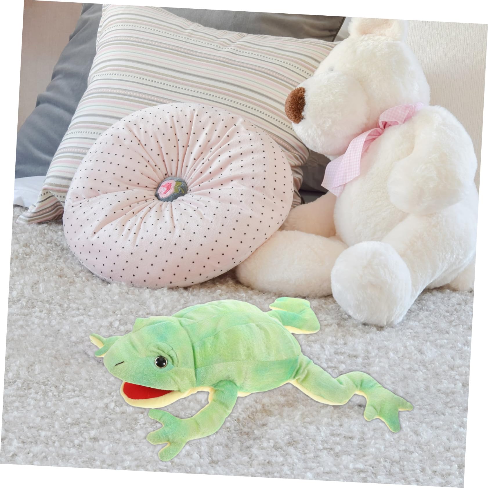 Marionetas de Mano de Peluche de Animales Juguete Interactivo para Contar Cuentos Marioneta de Mano de Rana de Peluche para Decorativas para Juguetes de Animales