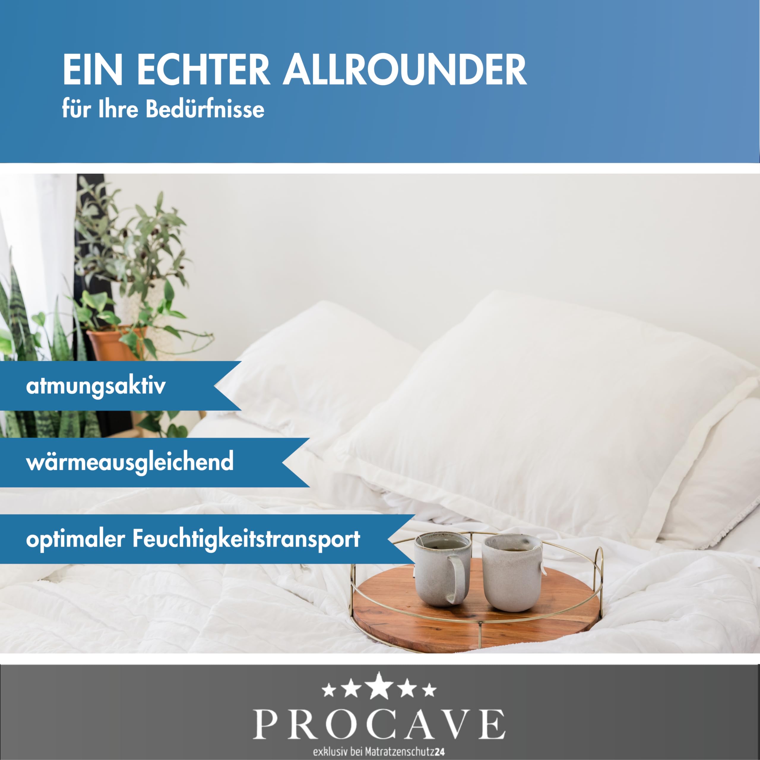 PROCAVE Micro-Comfort 4 Jahreszeiten 240x220 cm Ganzjahresdecke | Microfaser | Steppdecke | Bettdecke | Einziehdecke | Mono Decke | Steppbett | Soft Touch