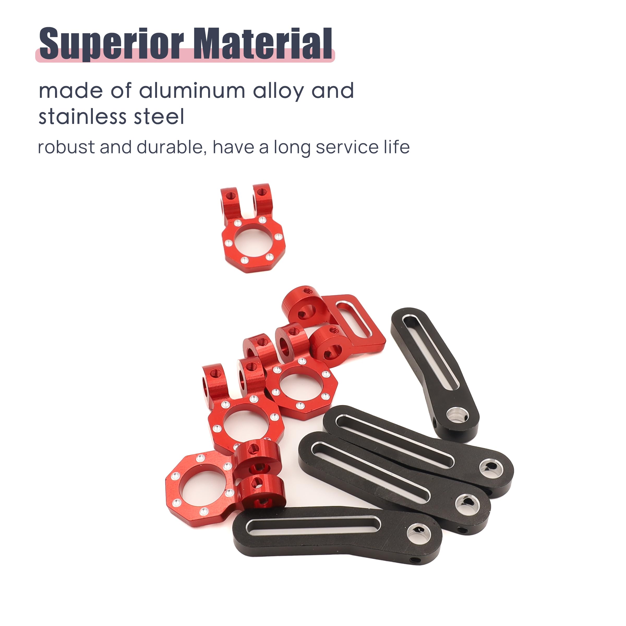 Raflot Adjustable 1/10 Scale Bumper Mount Front Rear, Metal Bumper Kit with 23 inch Kinetic Winch Strap for TRX4 TRX6 Axial SCX10 Element Enduro Gen7 Gen8 1/10 RC Crawler Car(Red)