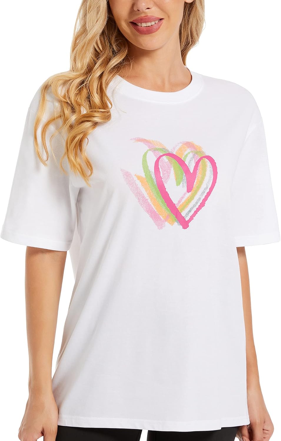 Women's Heart Graphic Tees 2025 Summer Tops Cute Cotton Casual Short Sleeve Crewneck T Shirts - Image 4