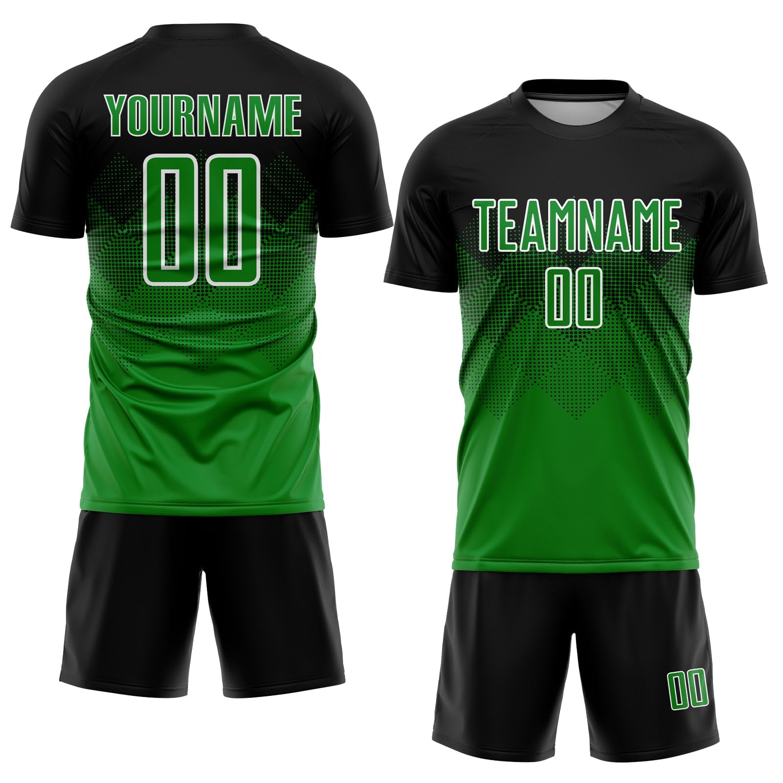 Generic Custom Soccer Jerseys for Men Women Youth Kids, Black White Green Personalized Soccer Jersey Printed Name Number Logo Mens Clothing