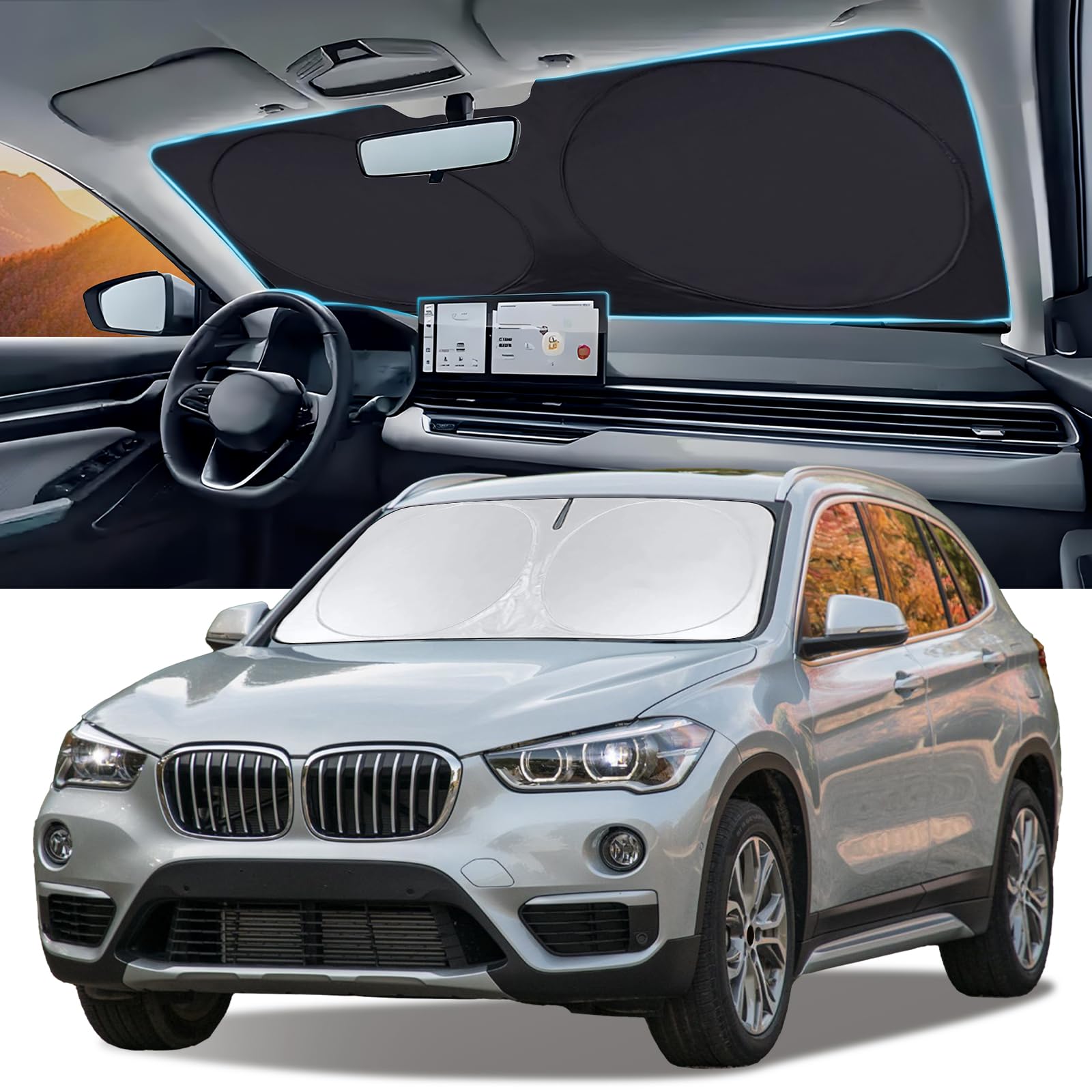 Windshield Sun Shade for BMW X1 2016-2022 F48 U11 Sunshade Front Sun Visor