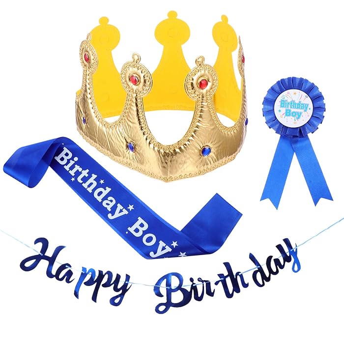 Buy PIXNOR Boy Birthday Party Accessory Set Birthday King Crown