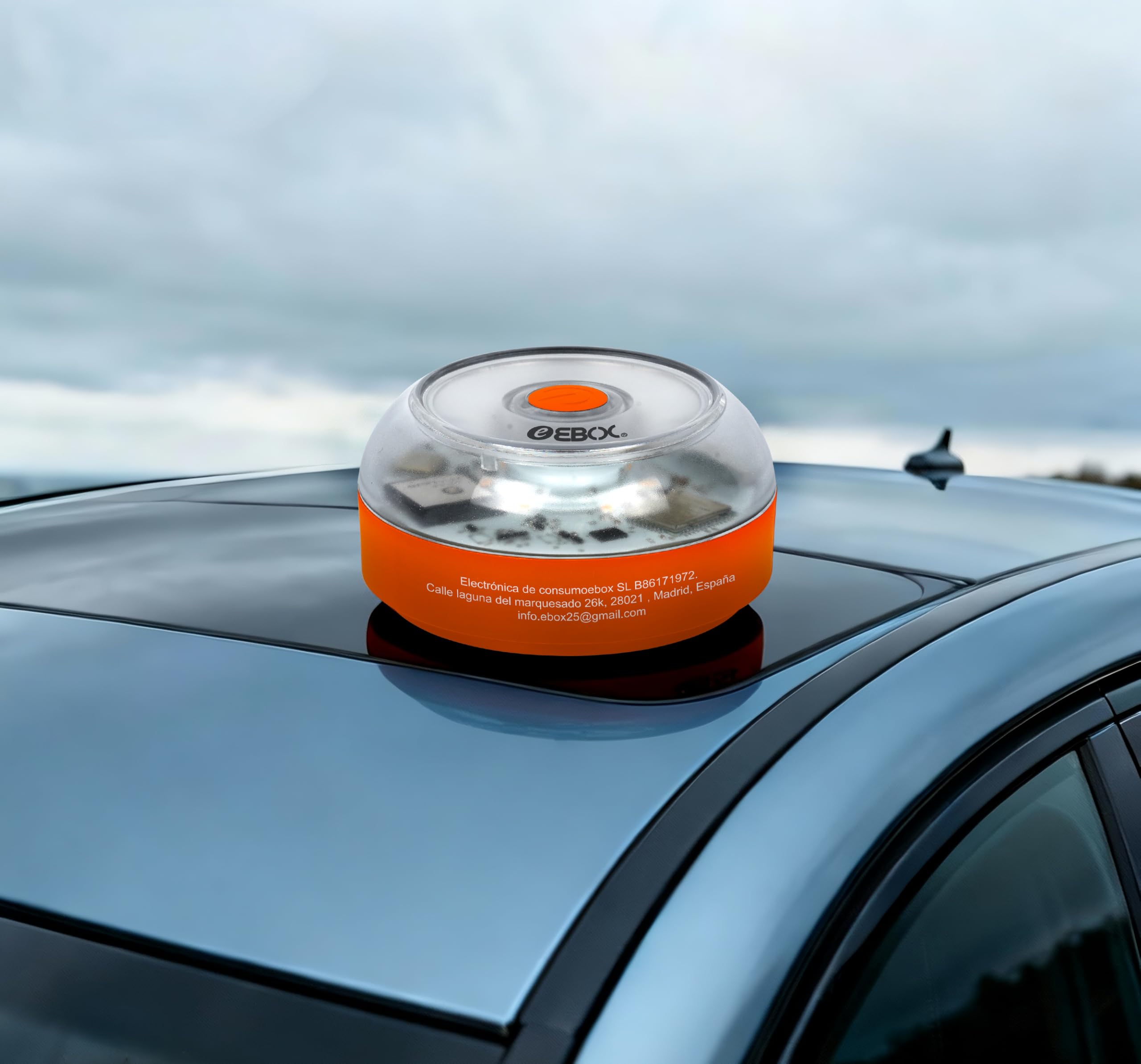 Genérico EBOX Luce di emergenza V16 omologata DGT con geolocalizzazione, per auto collegata DGT 3.0, dati inclusi fino al 12/2038