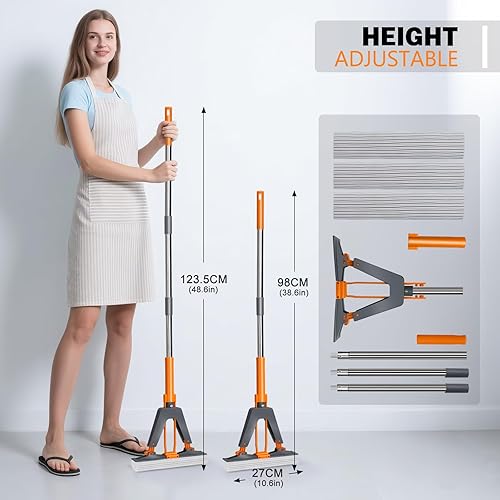 Miniatura 5 de Masthome PVA - Trapeador de esponja con 3 repuestos absorbentes y mopa de microfibra extra grande para limpieza de suelos con 5 almohadillas para