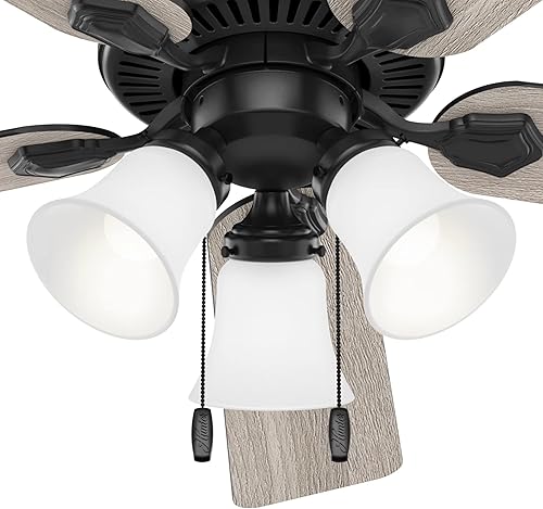 Miniatura 4 de Hunter Fan Ventilador de techo de interior con acabado negro mate de 52 pulgadas con kit de luz LED y cadena de tracción (renovado)