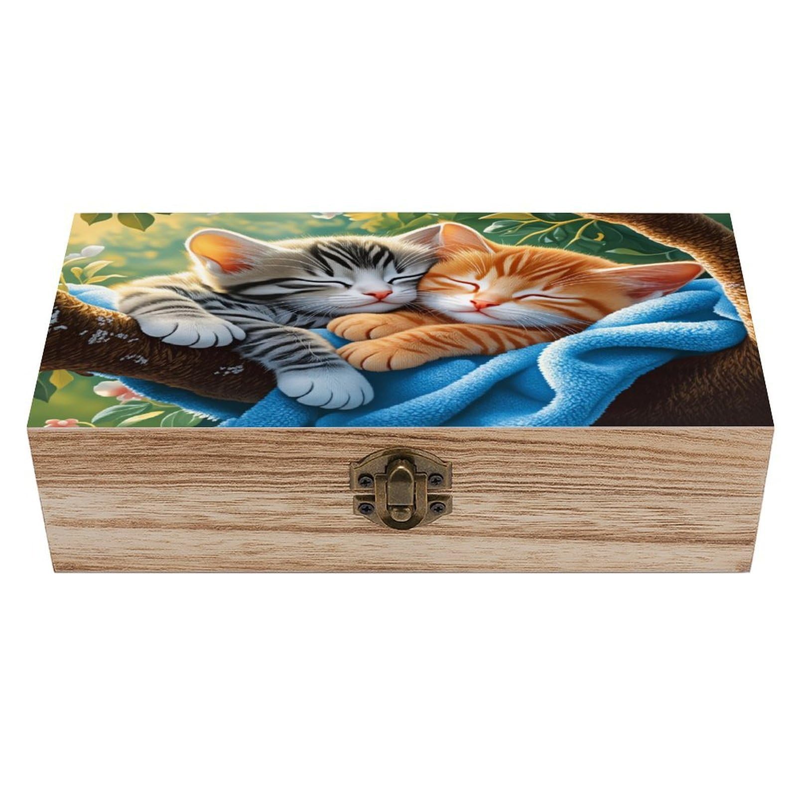 asbwuo Cute Sleeping Cats Vintage Wooden Keepsake Box