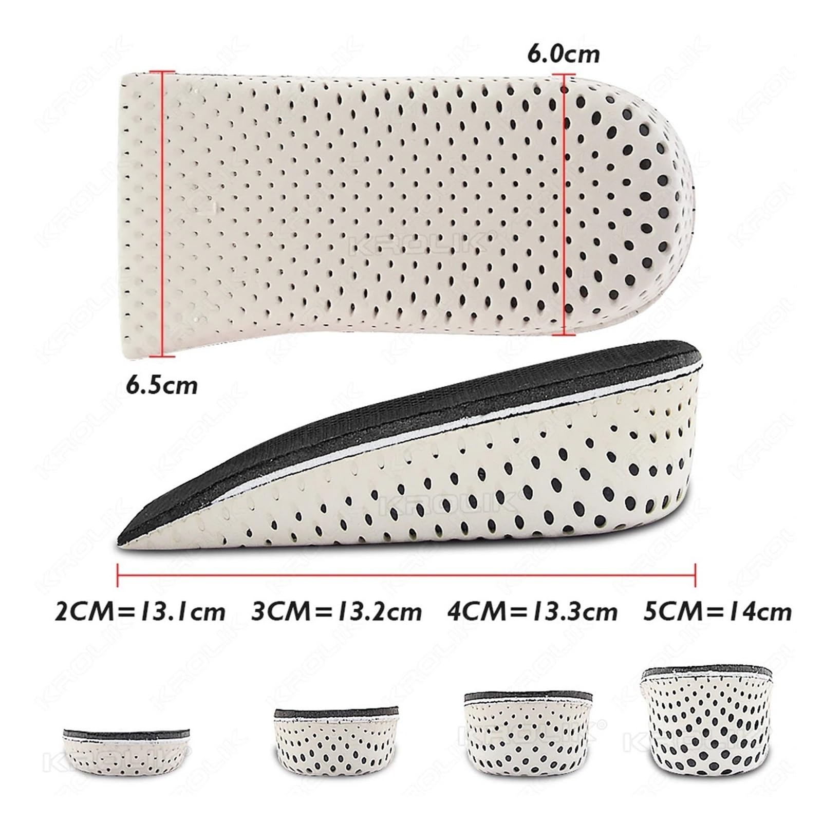 Plantillas Altura Plantillas for medio zapato con aumento de altura, 6 uds./3 pares, inserción en el talón, zapatos deportivos, cojín, soporte for el arco, plantilla de suela Invisible de 2-5 CM(Heigh