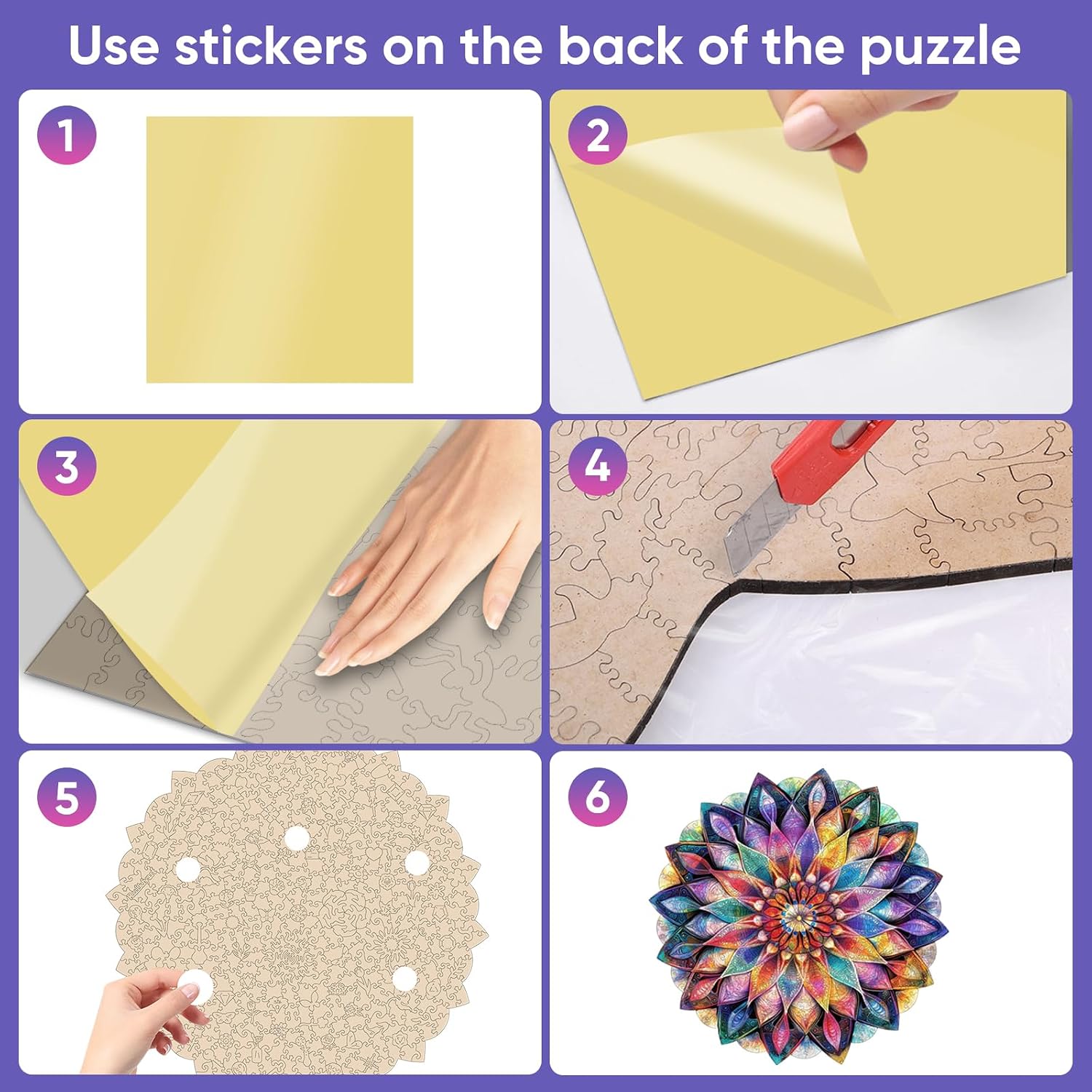 Ruikiyart Crystal Wooden Puzzles for Adults, 5MM 200 Pieces Crystal Flower Wooden Jigsaw Puzzles, Mandala Puzzle Unique Shaped for Adults and Kids Family Puzzle Games (11.1"*11.4")