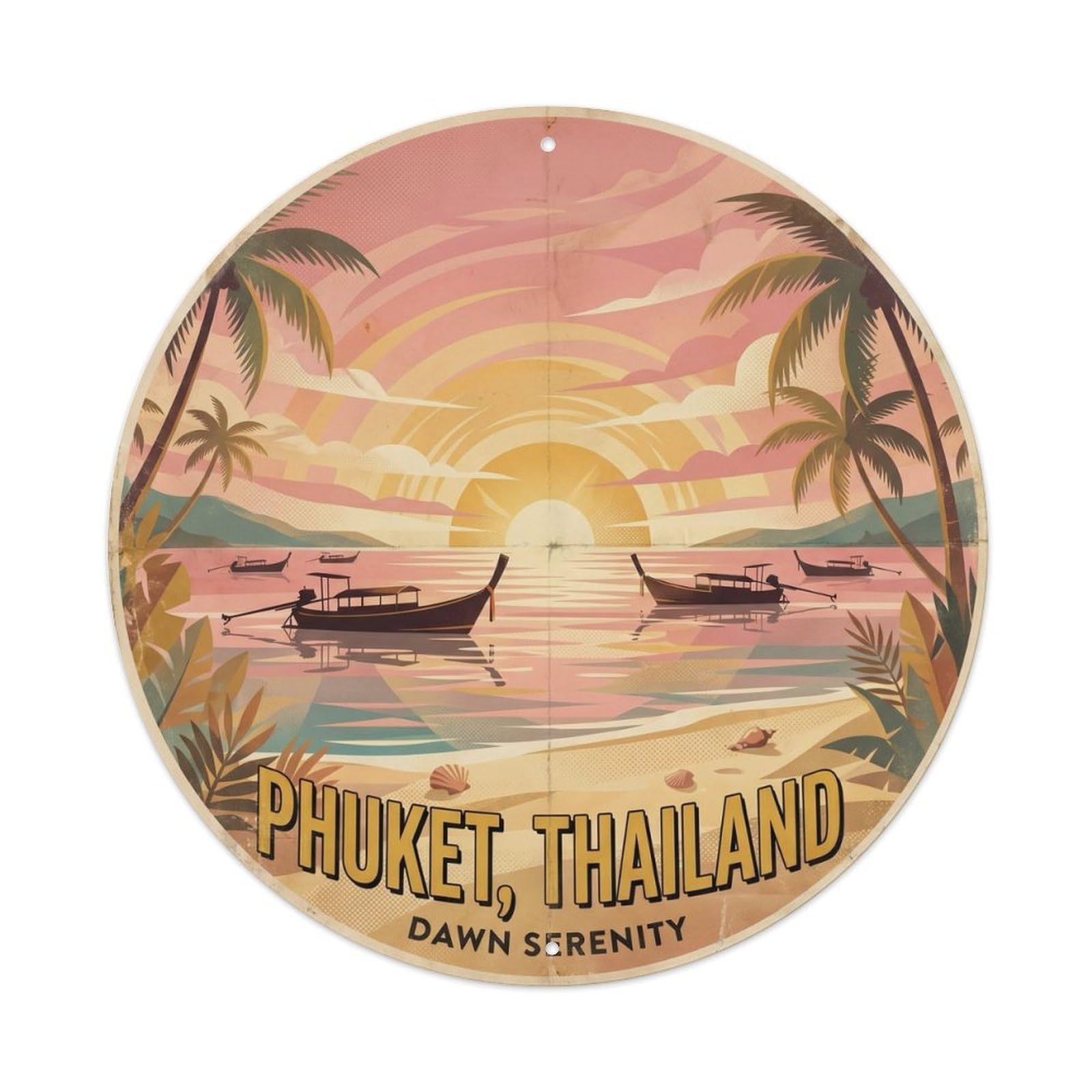 Phuket Sunrise Beach Resort Travel Island Night Metal Tin Sign