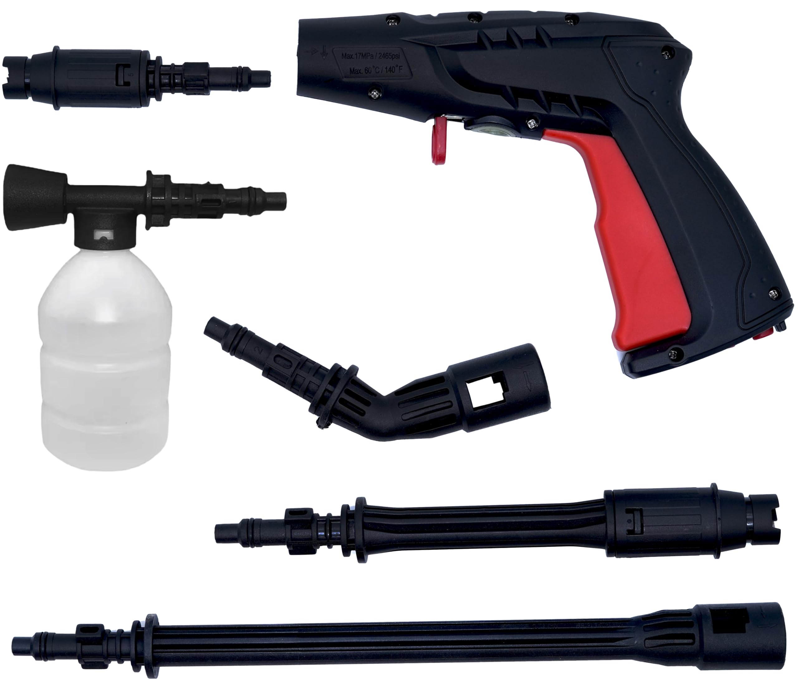 JPTPROCUT Car Washer Gun with Multiple Degree Washer Spray 4 Pcs Nozzle Tips- 1/4'' for JPT, STARQ, RESQTECH, VANTRO, AIMEX, GAOCHENG Pressure Washers