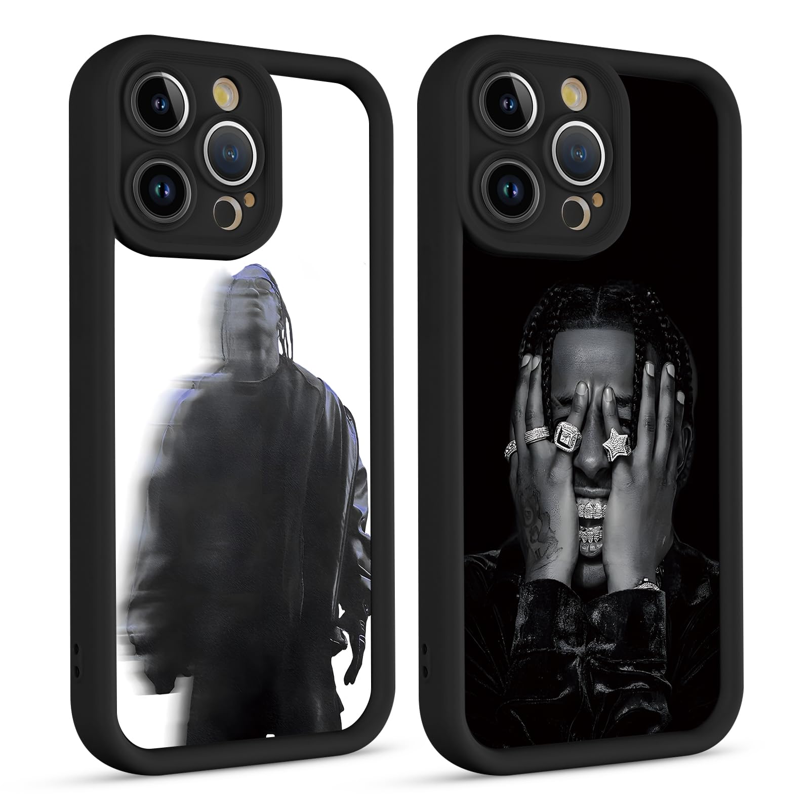 2 Confezioni] Transparent Cover per Apple iPhone 12/12 Pro 6,1, TPU Silicone Custodia per JuL Rapper Star Cool Moda Disegni Antiurto Anti-Graffio Morbida Protezione Case con iPhone 12,clear 1