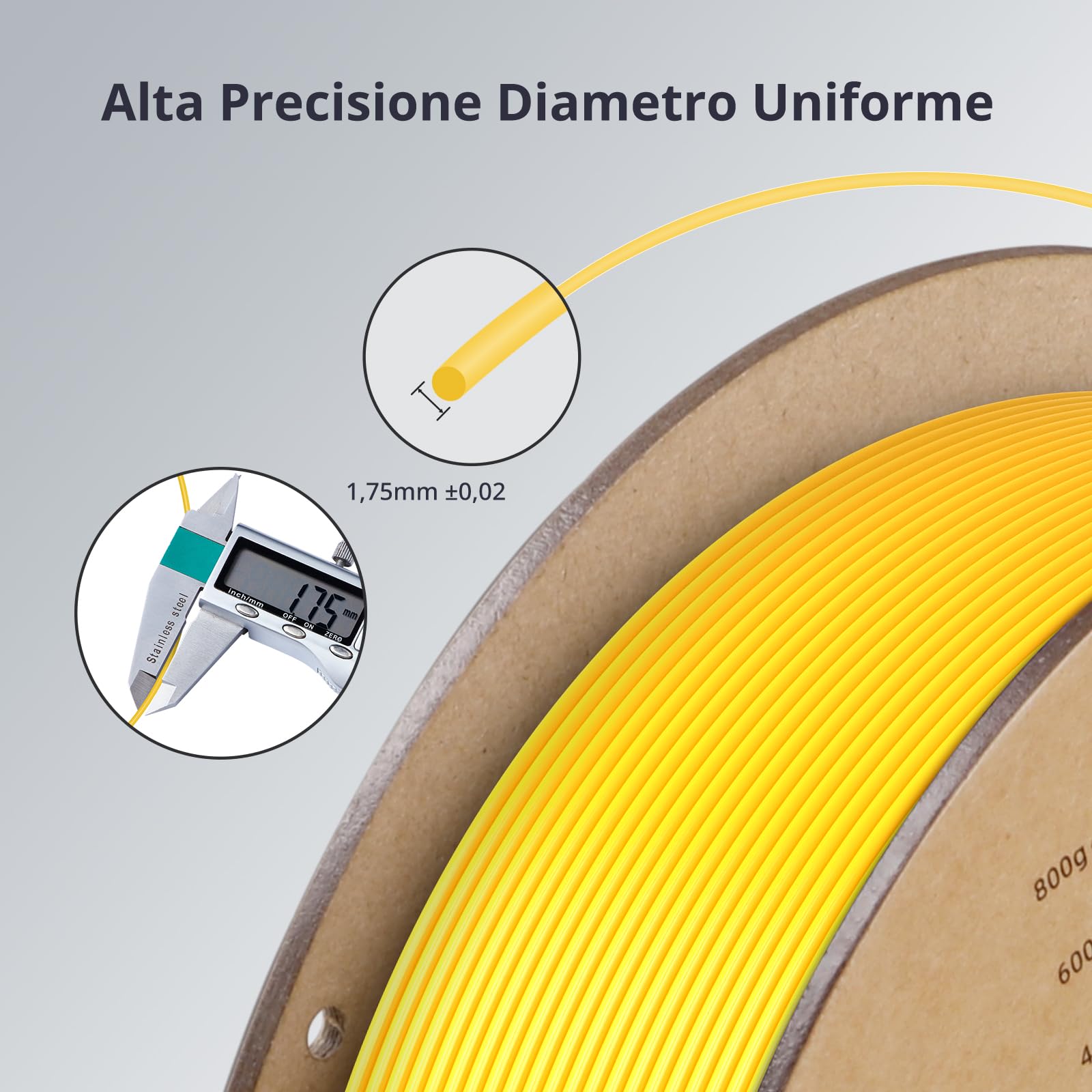 ANYCUBIC Filamento PLA 1,75, Filamento PLA per Stampante 3D Precisione 1,75 mm +/- 0,02 mm, RFID Filamento di Stampa Intelligente, Giallo Vibrante 1KG(2,2 lbs)