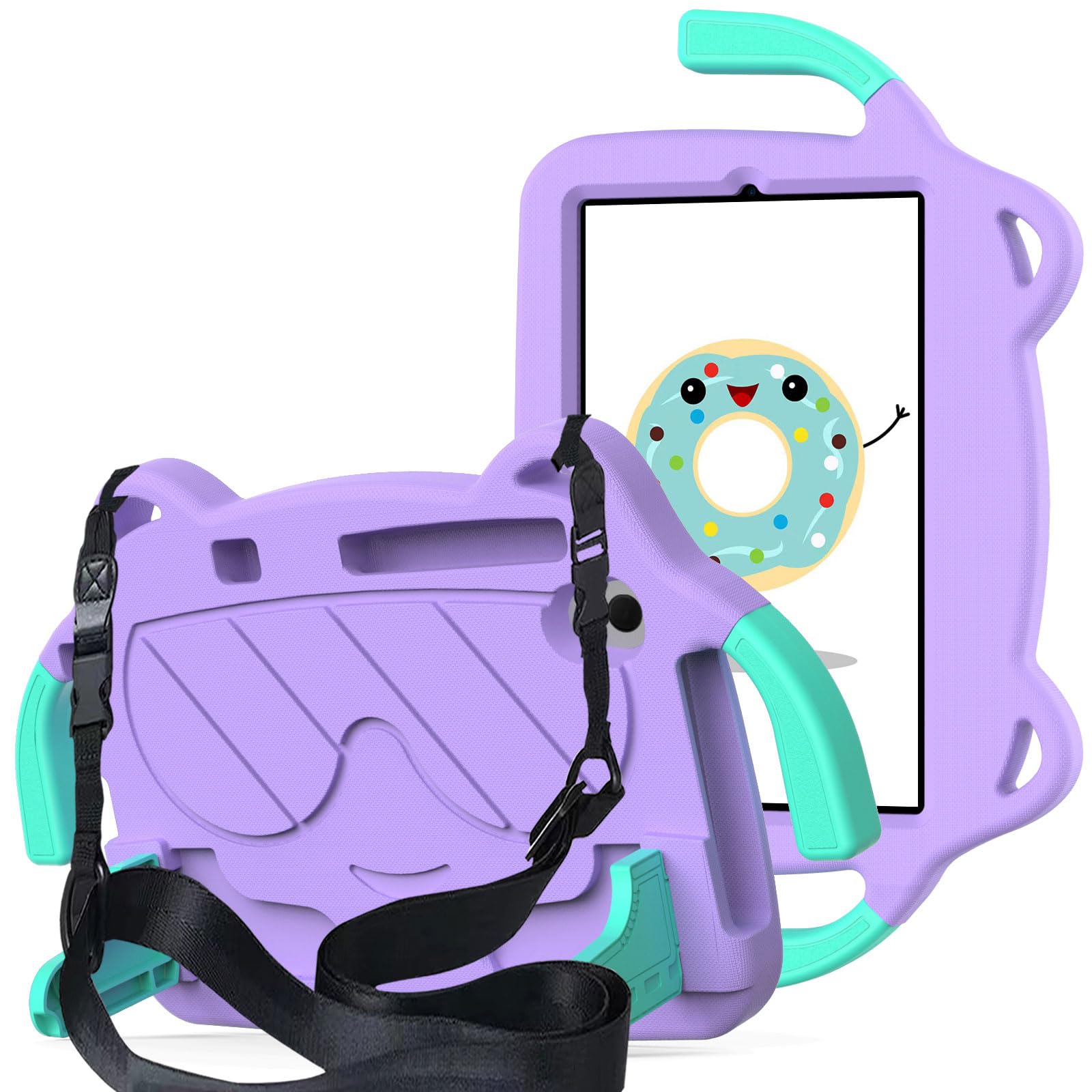 TB-125FU/128FU/128XU Coque légère en EVA + PC pour enfants avec support résistant aux chocs pour Lenovo Tab M10 Plus 3ème génération 10,6" avec poignée et bandoulière (violet)