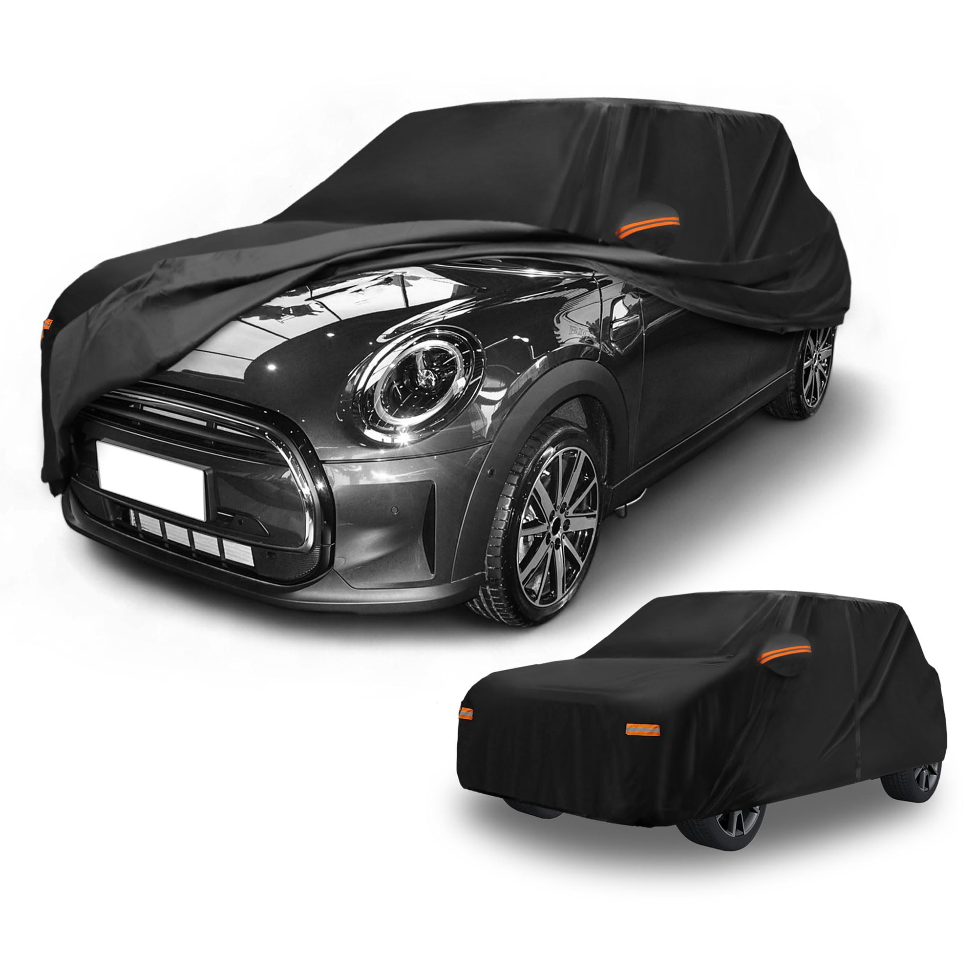 Housse Étanche Toutes Saisons pour Mini Cooper 4 Portes 1PC | Matériau 190T-PU, Dimensions 410x175x135cm, Extérieur, Étanche, Anti-UV, Bandes Réfléchissantes, Toutes Saisons