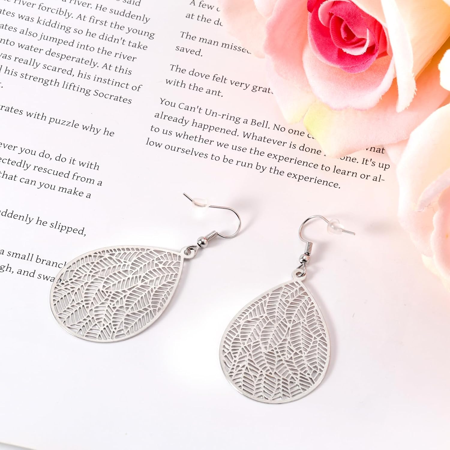 Handmade Filigree Leaf Teardrop Earrings - Copper Dangle Earrings for Women - Stylish Jewelry Gift - Image 4