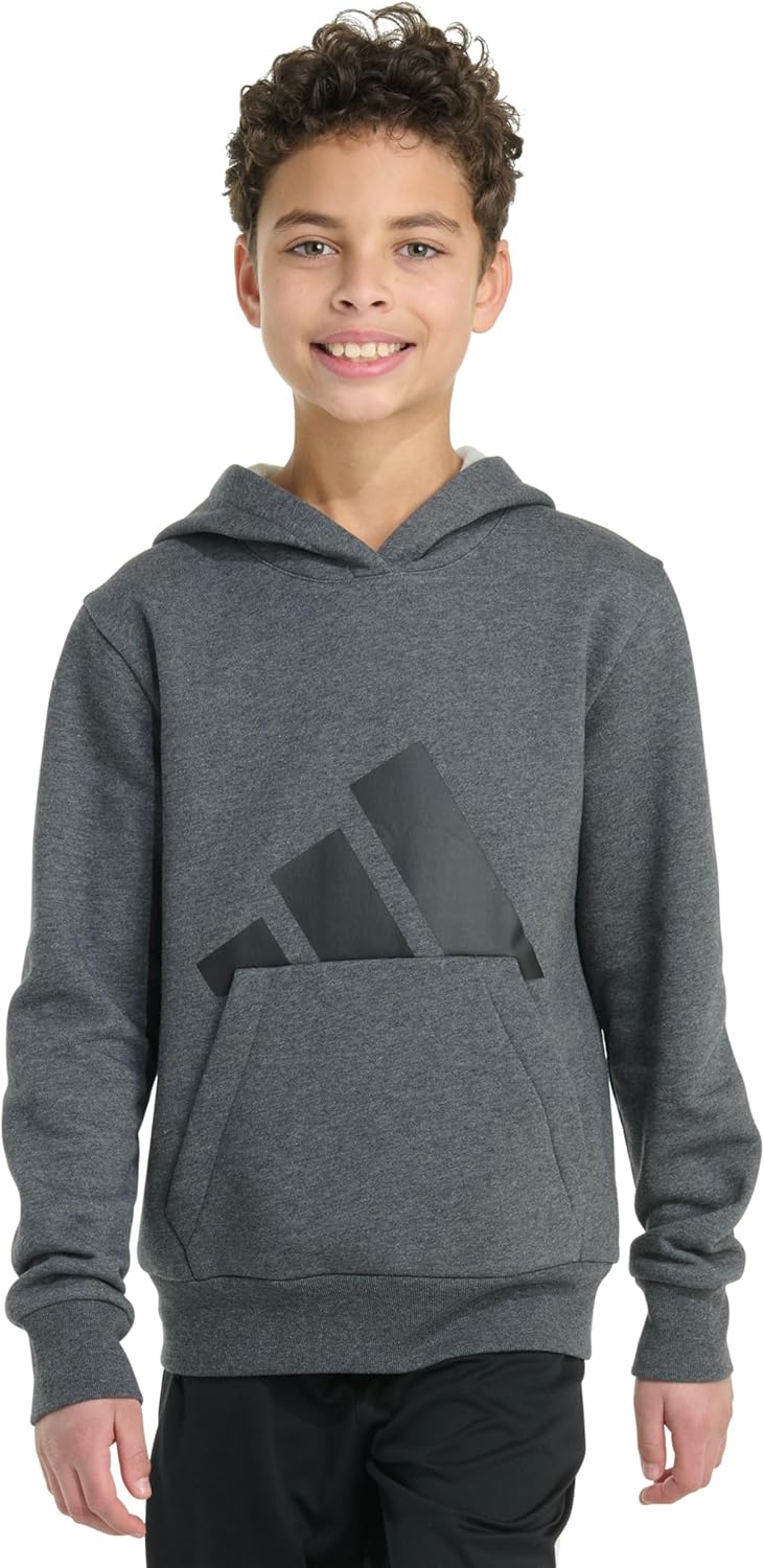 adidas Boys Long Sleeve Essential Big Logo Fleece Pullover Hoodie