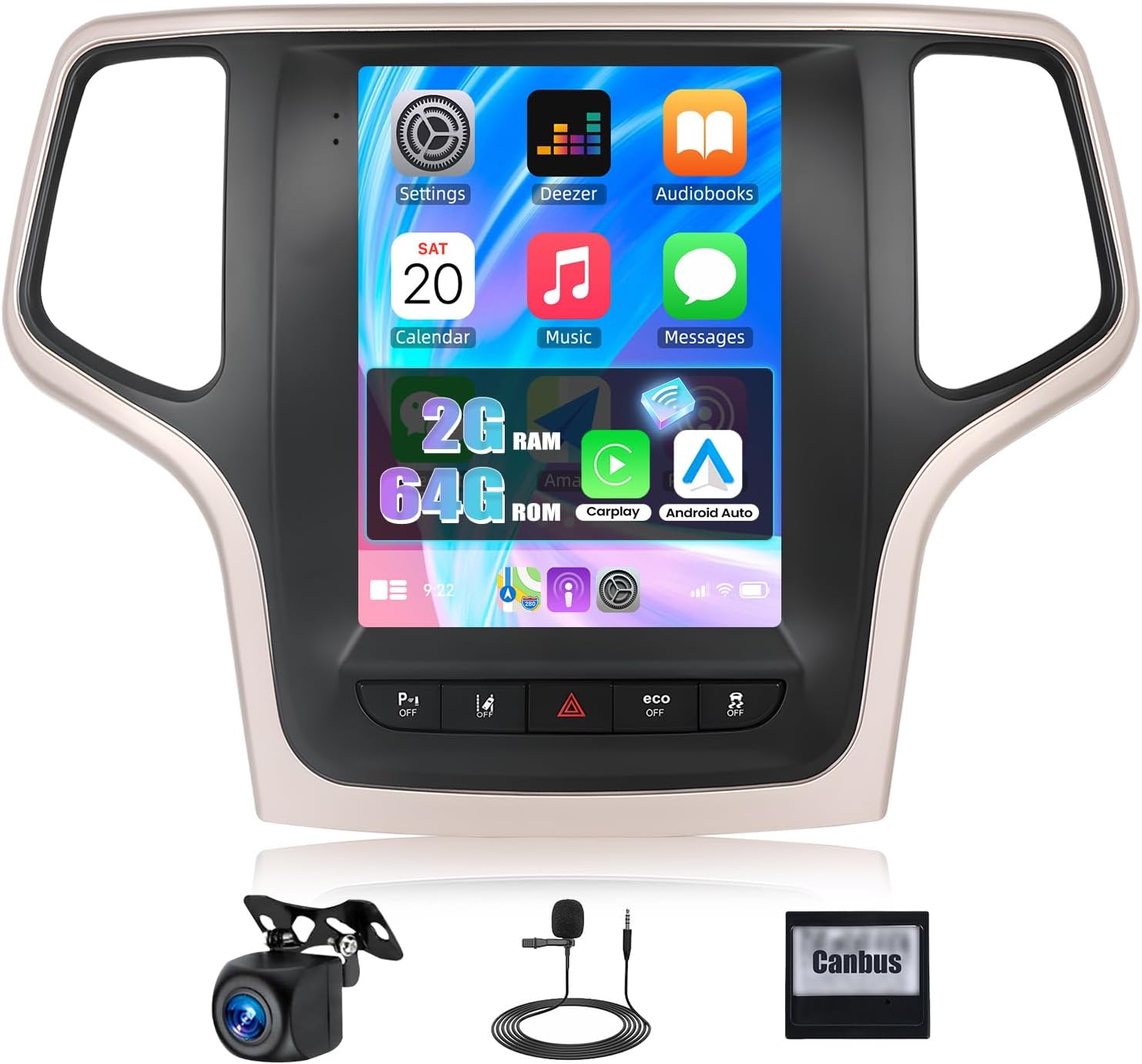 2G+64G Android 13 Car Stereo for Jeep Grand Cherokee 2014-2020with Wireless Carplay Android Auto,9.7" HD Touch Screen Tesla Style Car Radio with GPS/WiFi,Bluetooth,FM/RDS Radio,SWC+AHD Backup Camera