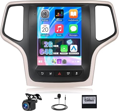 2G+64G Android 13 Car Stereo for Jeep Grand Cherokee 2014-2020with Wireless Carplay Android Auto,9.7 HD Touch Screen Tesla Style Car Radio with GPS/WiFi,Bluetooth,FM/RDS Radio,SWC+AHD Backup Camera